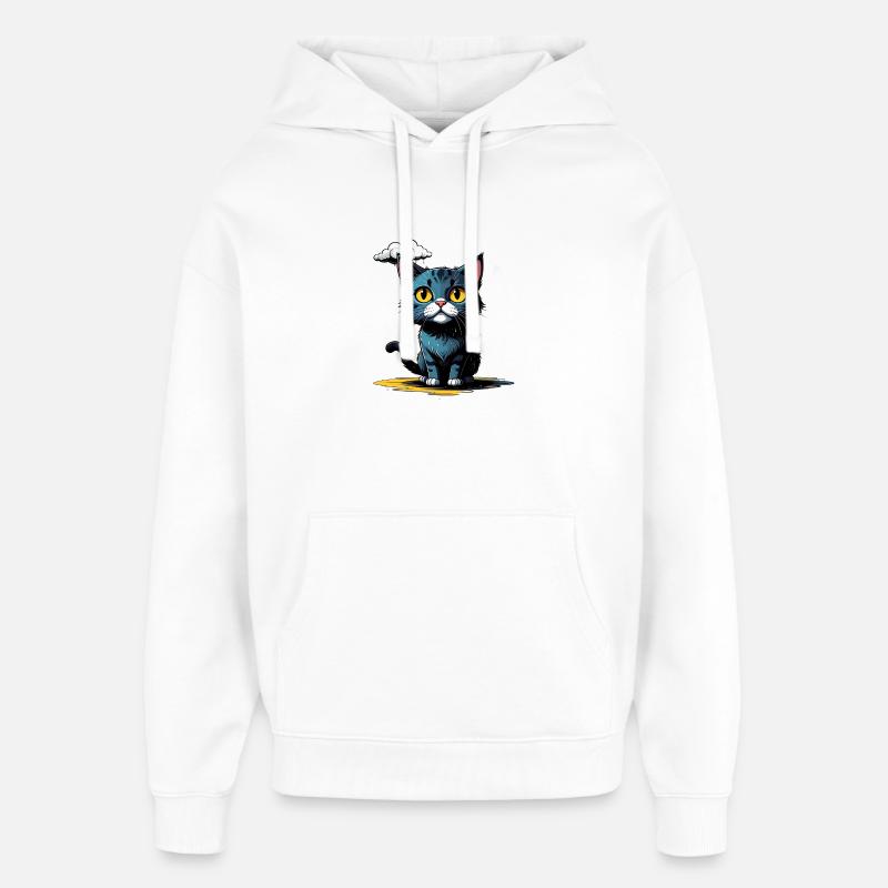 Cat under a rain cloud - Oversized Unisex Hoodie by Stanley/Stella - white