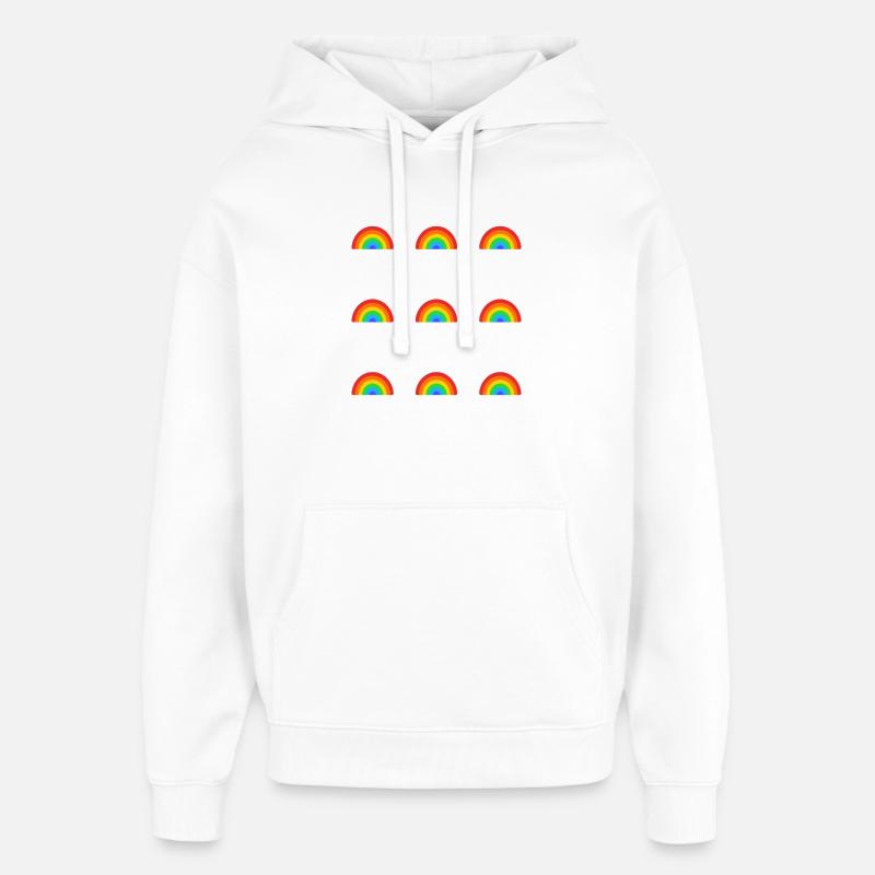 Rainbow Pattern - Happy Pride - Oversized Unisex Hoodie by Stanley/Stella - white