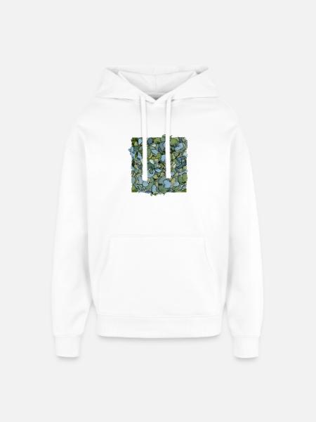 Blue Hydrangeas – Modern Floral Illustration - Oversized Unisex Hoodie by Stanley/Stella - white