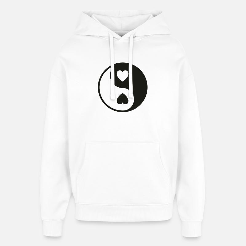 Ying Yang Coeurs - Sweat à capuche unisexe Stanley/Stella Oversized - blanc