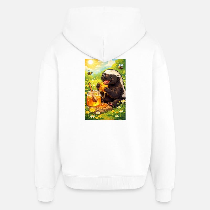 Honeybager - Sweat à capuche unisexe Stanley/Stella Oversized - blanc