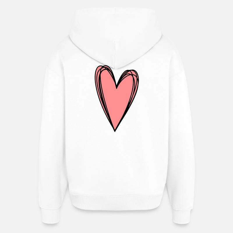 Herz rosa Scribble Doodle Geschenk Liebe - Oversized Unisex Hoodie von Stanley/Stella - Weiß