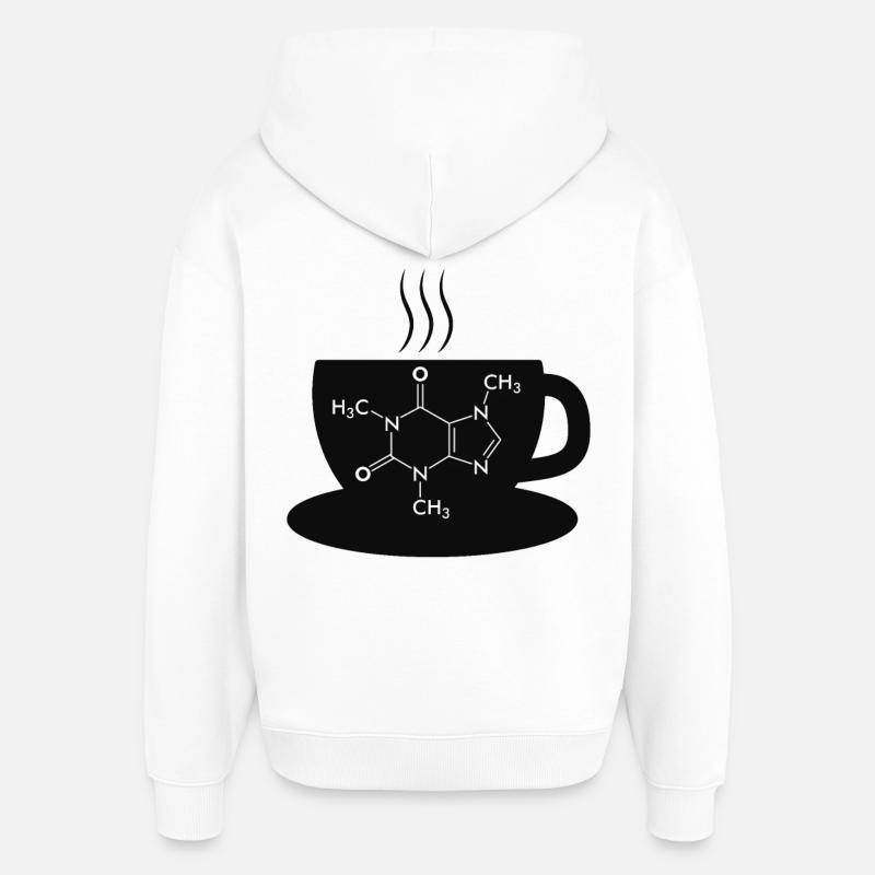 Café Caffeine Molecule - Sweat à capuche unisexe Stanley/Stella Oversized - blanc