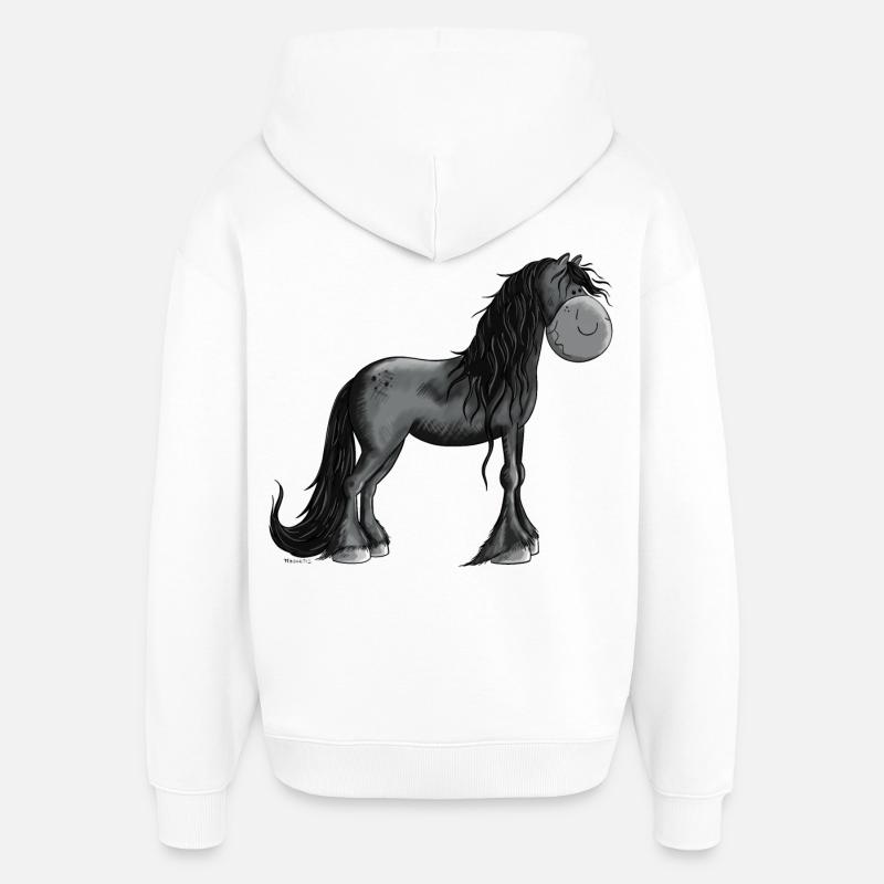 Cheval noir - Sweat à capuche unisexe Stanley/Stella Oversized - blanc
