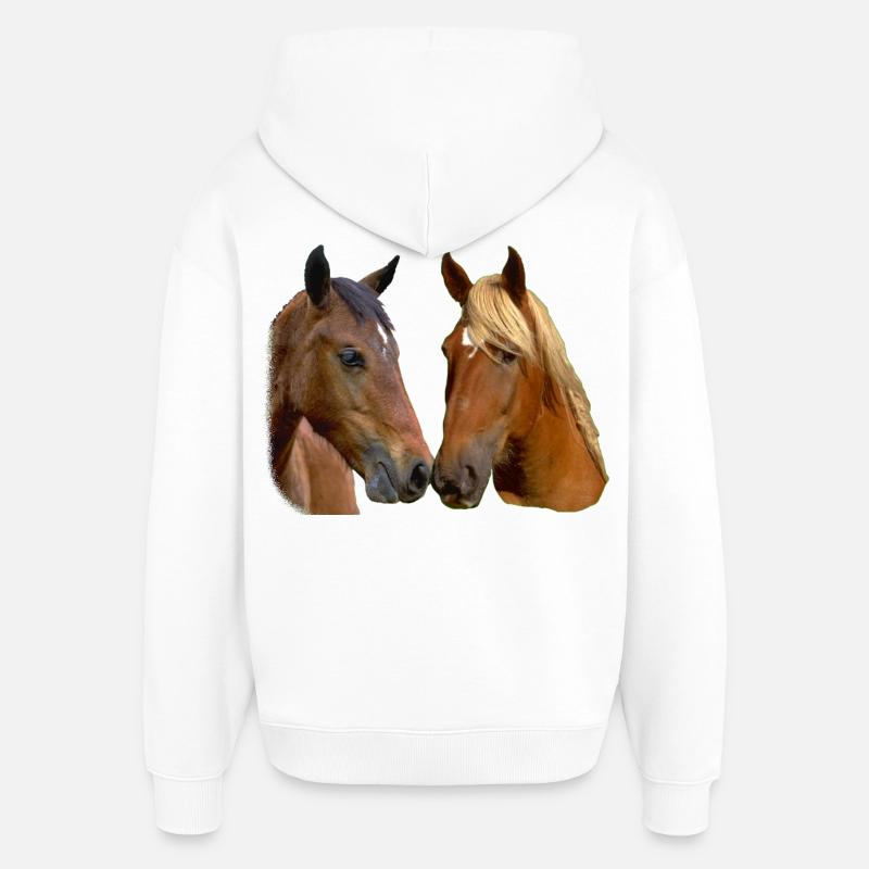 Les chevaux jumeaux s’embrassent - Sweat à capuche unisexe Stanley/Stella Oversized - blanc