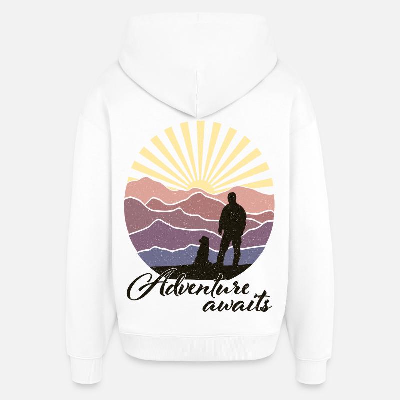 L’aventure vous attend - Sweat à capuche unisexe Stanley/Stella Oversized - blanc