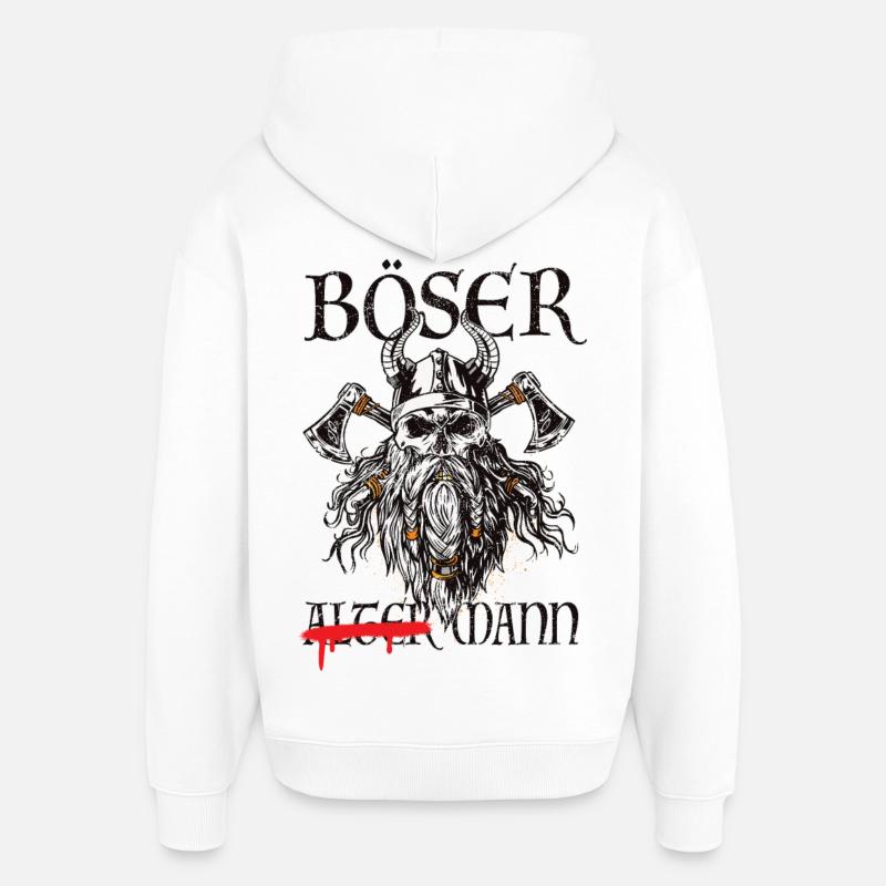 Böser Wikinger-Krieger Grafik - Oversized Unisex Hoodie von Stanley/Stella - Weiß