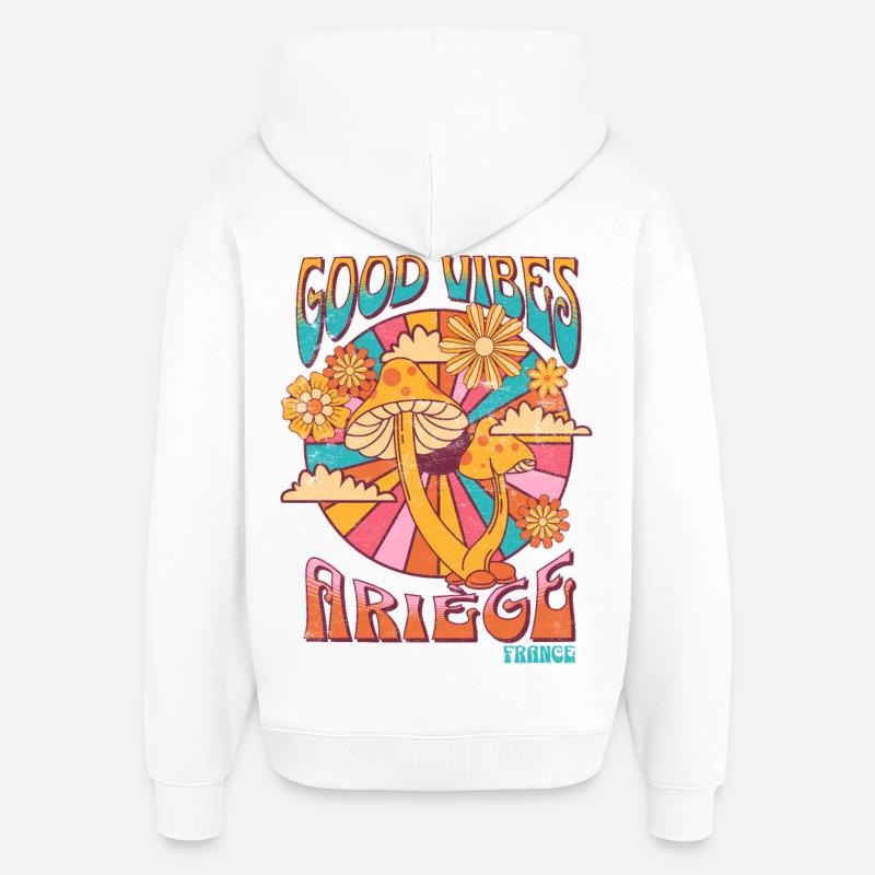 Good Vibes en Ariège - Sweat à capuche unisexe Stanley/Stella Oversized - blanc