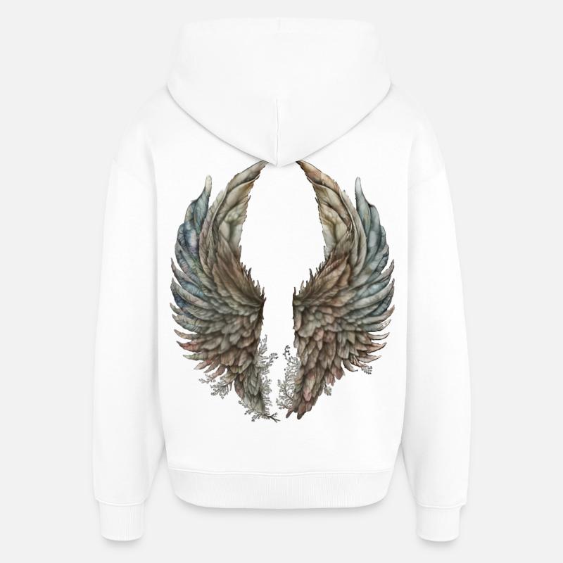 Ailes d'aquarelle pastel - Sweat à capuche unisexe Stanley/Stella Oversized - blanc