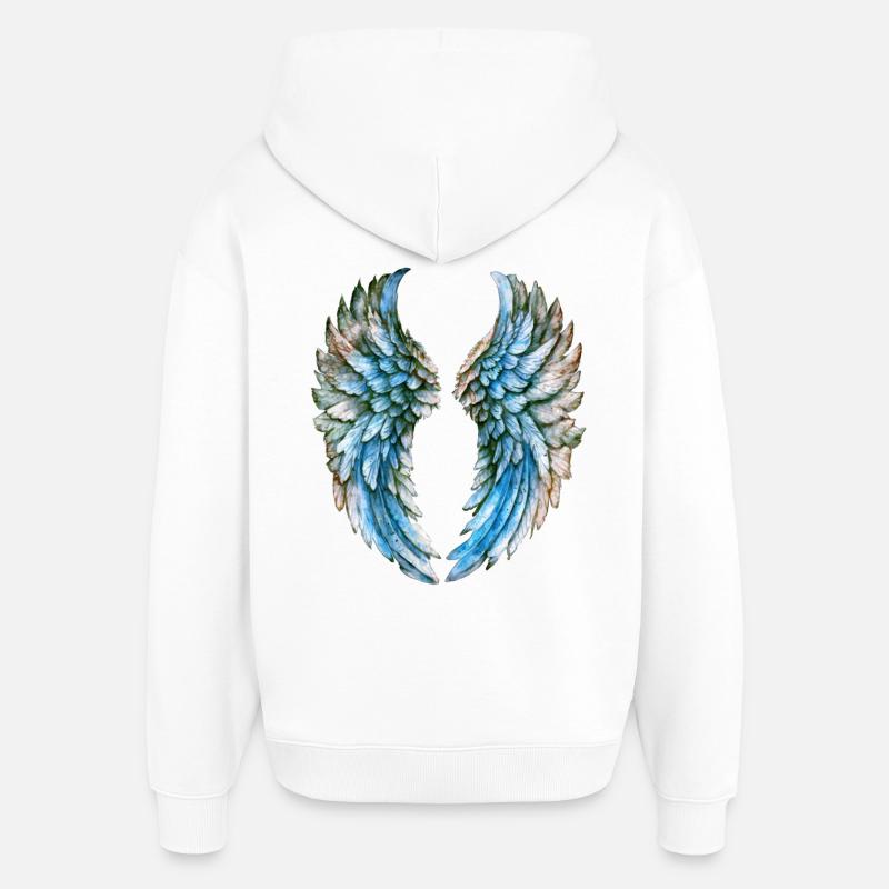 Ailes d'Ange Envolées en Aquarelle - Sweat à capuche unisexe Stanley/Stella Oversized - blanc