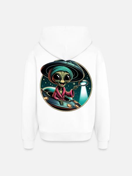 Alien detective in UFO light - Oversized Unisex Hoodie by Stanley/Stella - white