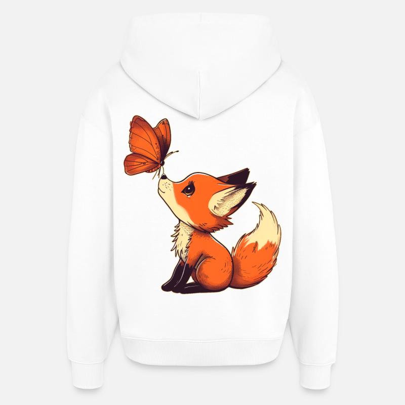 Fuchs mit Schmetterling - Oversized Unisex Hoodie von Stanley/Stella - Weiß
