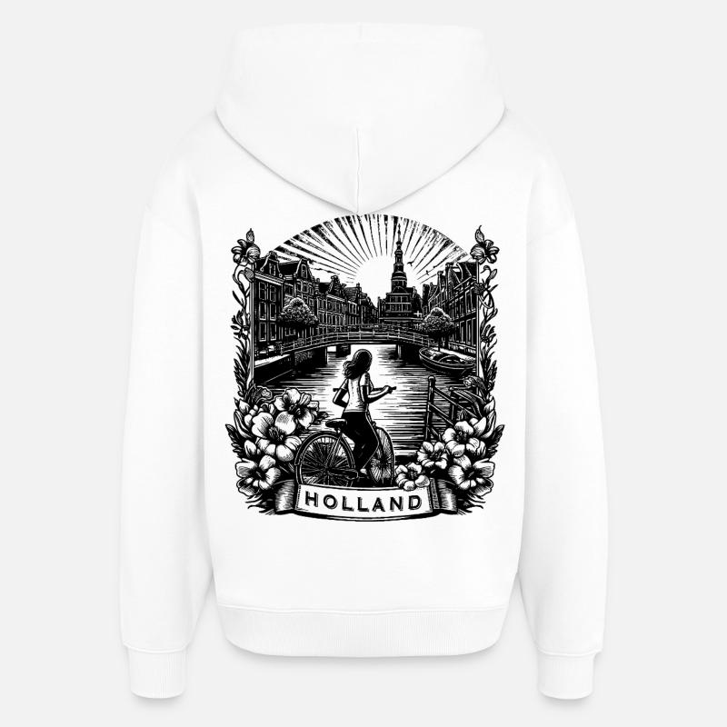 HOLLAND Conception de chemises - Sweat à capuche unisexe Stanley/Stella Oversized - blanc