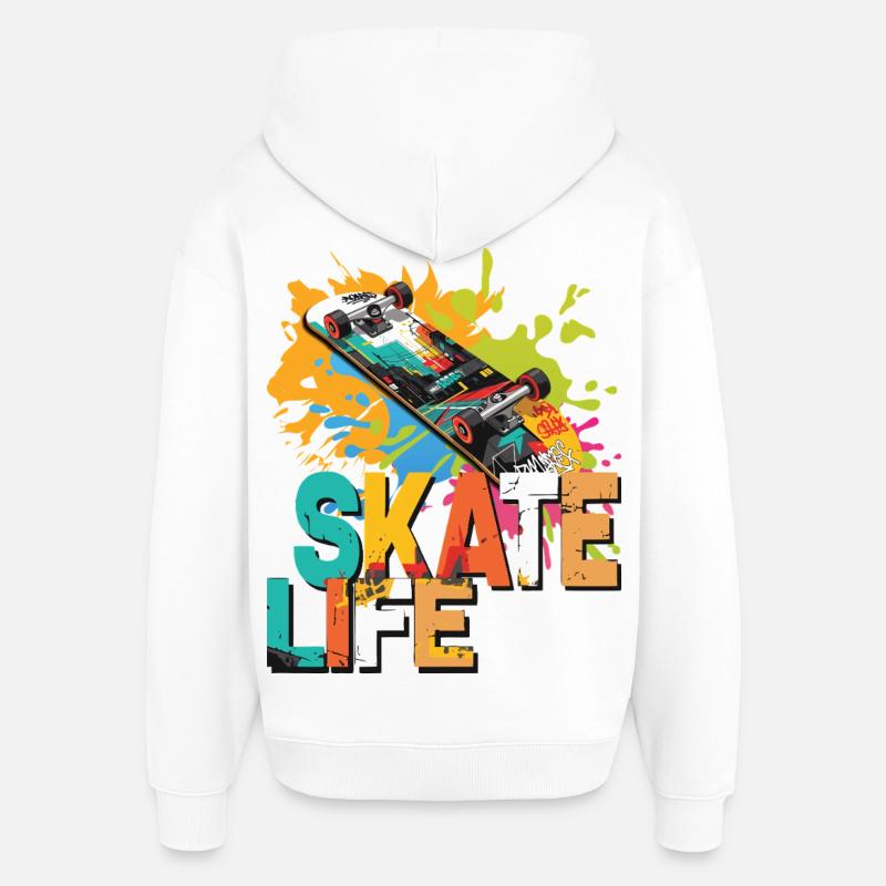 Skateboard - Sweat à capuche unisexe Stanley/Stella Oversized - blanc