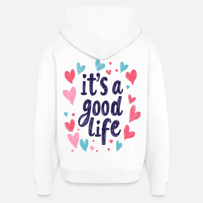 C’est une belle vie - Sweat à capuche unisexe Stanley/Stella Oversized - blanc