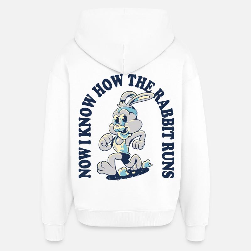 Dessin animé de sprint de lapin - Sweat à capuche unisexe Stanley/Stella Oversized - blanc