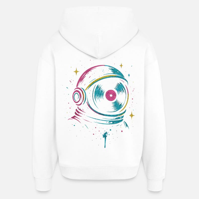 Space Vinyl Astronaut, son Cosmic DJ - Sweat à capuche unisexe Stanley/Stella Oversized - blanc