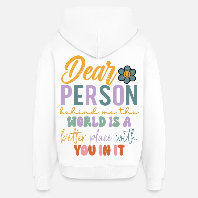 DESIGN DE POSITIVITÉ AU DOS - Sweat à capuche unisexe Stanley/Stella Oversized - blanc