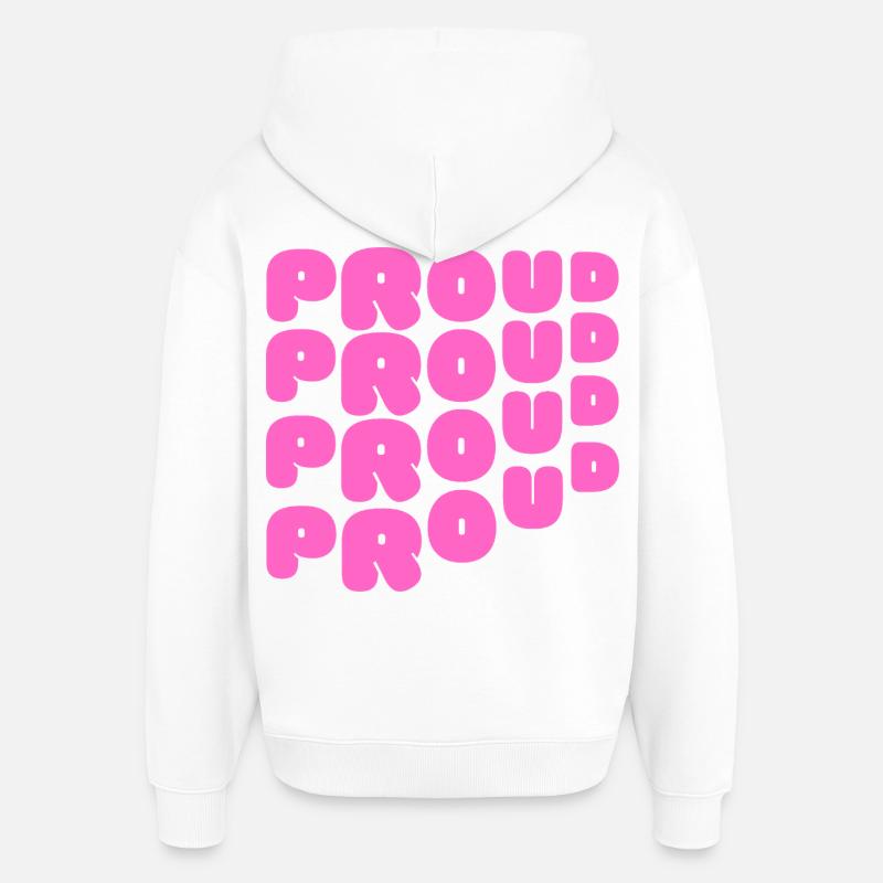 Pride / CSD / LGBTQ+ Design « PROUD » - Sweat à capuche unisexe Stanley/Stella Oversized - blanc