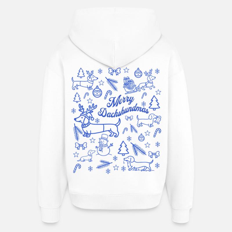 Patron de Noël Teckel - Sweat à capuche unisexe Stanley/Stella Oversized - blanc