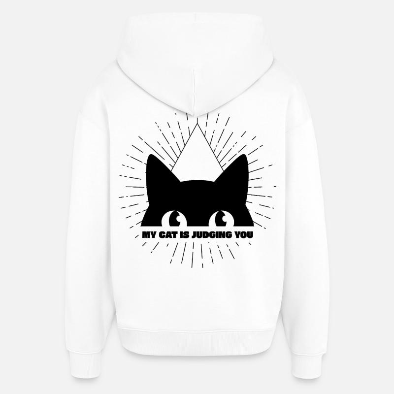 MON CHAT TE JUGE - Sweat à capuche unisexe Stanley/Stella Oversized - blanc
