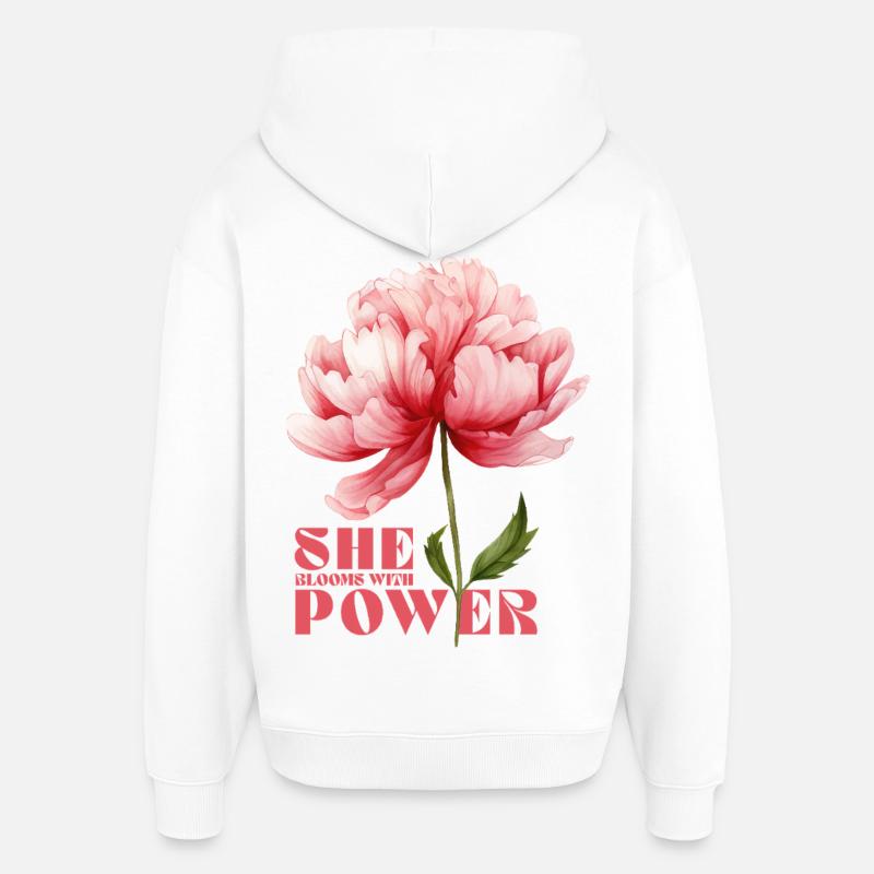 Elle déborde de puissance - Sweat à capuche unisexe Stanley/Stella Oversized - blanc