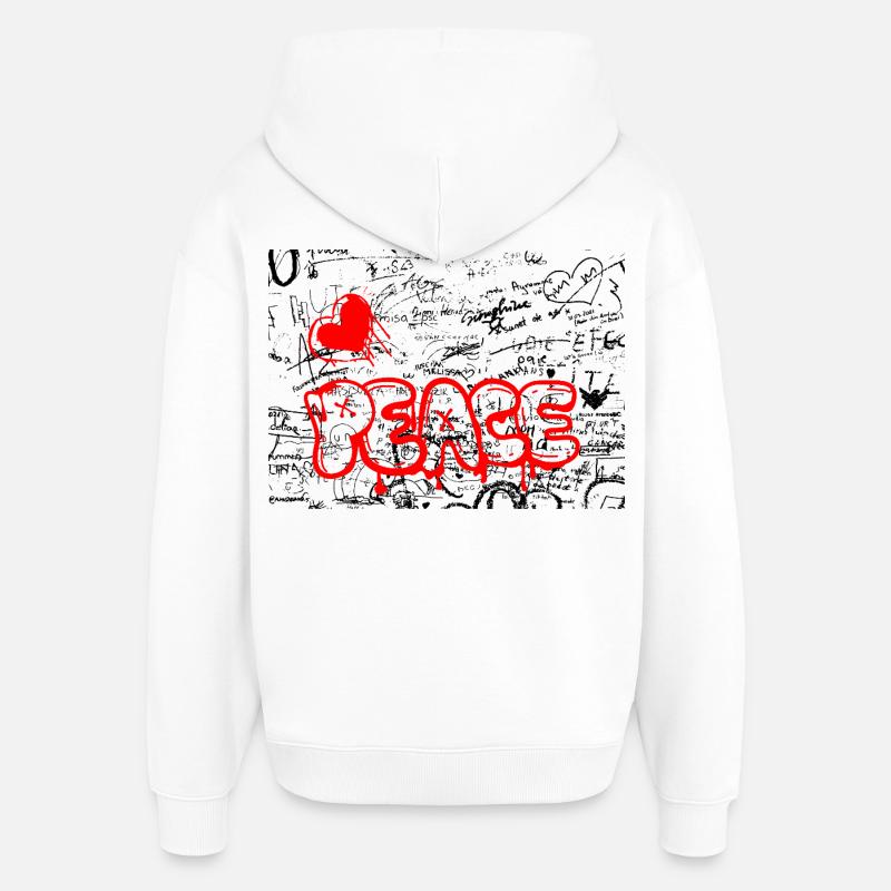 Frais Graffiti Heart Red - Sweat à capuche unisexe Stanley/Stella Oversized - blanc