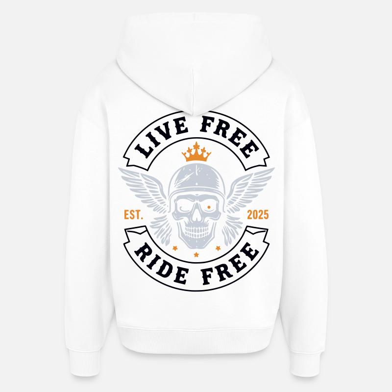 Vie gratuite gratuite – Skull Biker - Sweat à capuche unisexe Stanley/Stella Oversized - blanc