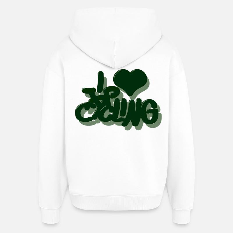 I_love_Cycling_dunkelgrun - Sweat à capuche unisexe Stanley/Stella Oversized - blanc