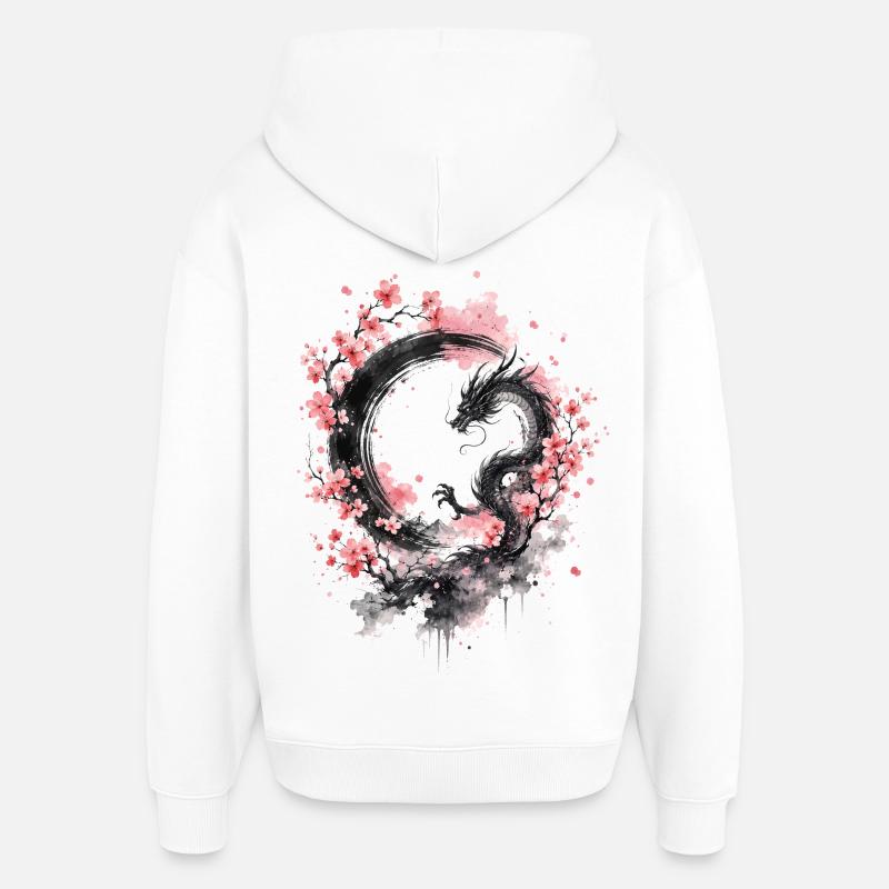 Cercle d’encre du Dragon Sakura - Sweat à capuche unisexe Stanley/Stella Oversized - blanc