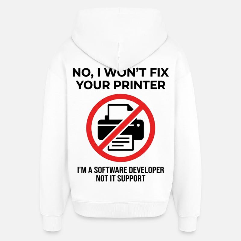 Programmierer: kein IT-Support - Oversized Unisex Hoodie von Stanley/Stella - Weiß