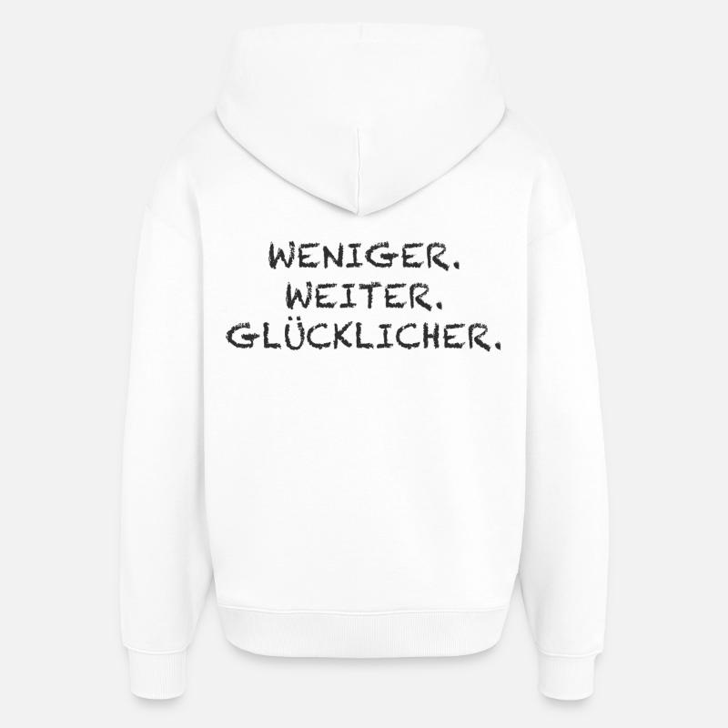 Moins plus heureux - Sweat à capuche unisexe Stanley/Stella Oversized - blanc