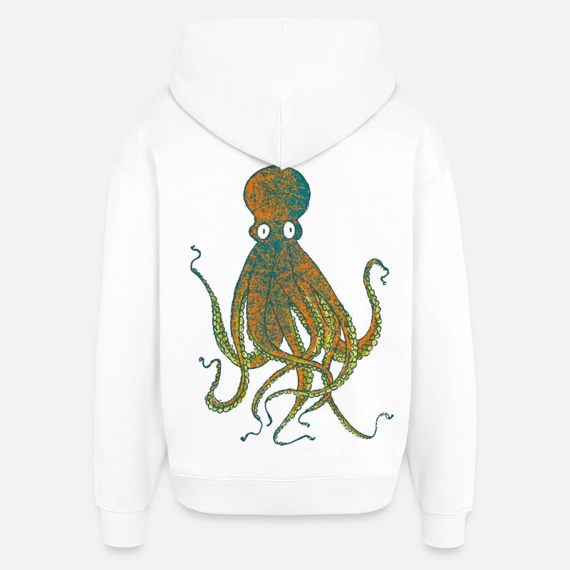 Pieuvre - Sweat à capuche unisexe Stanley/Stella Oversized - blanc