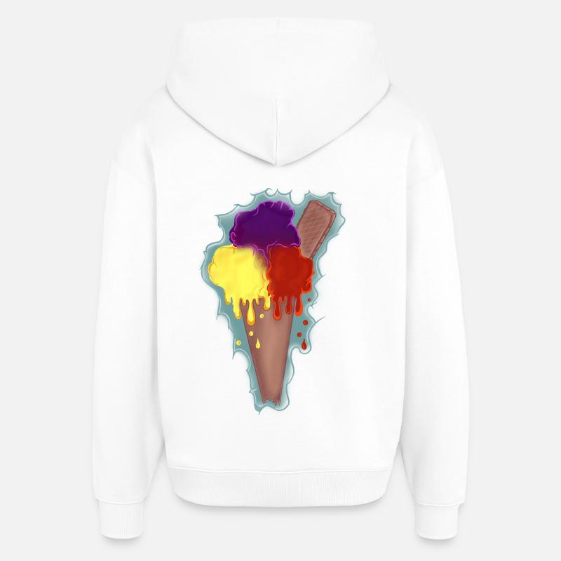 Glace arc-en-ciel - Sweat à capuche unisexe Stanley/Stella Oversized - blanc
