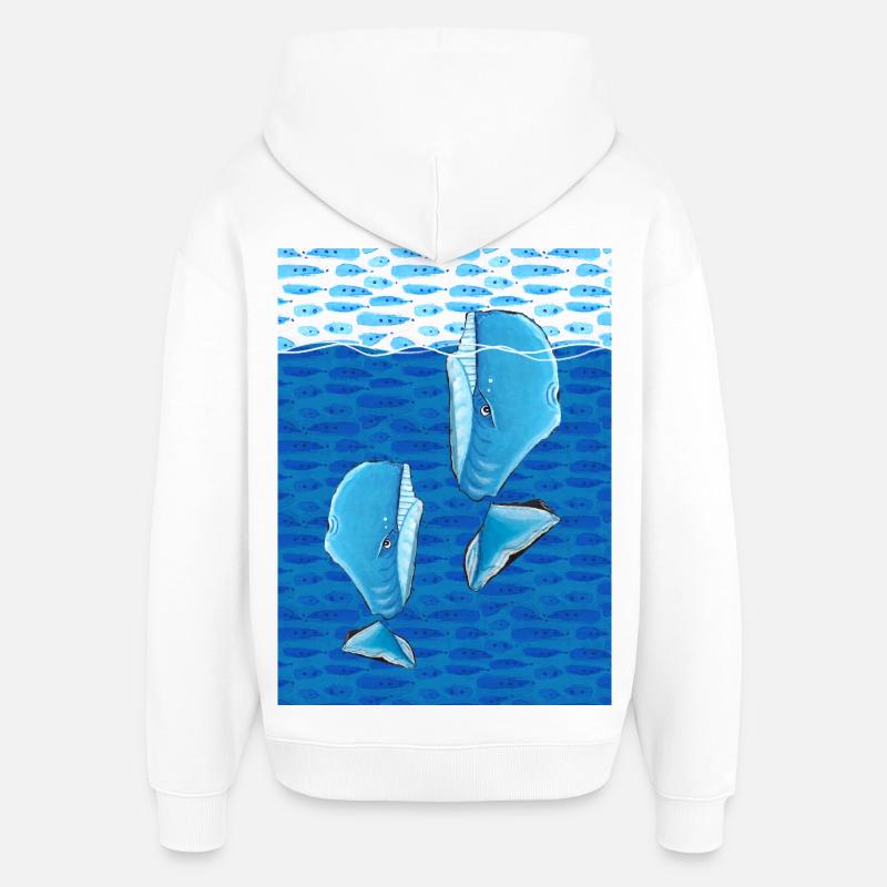 Baleines - Sweat à capuche unisexe Stanley/Stella Oversized - blanc