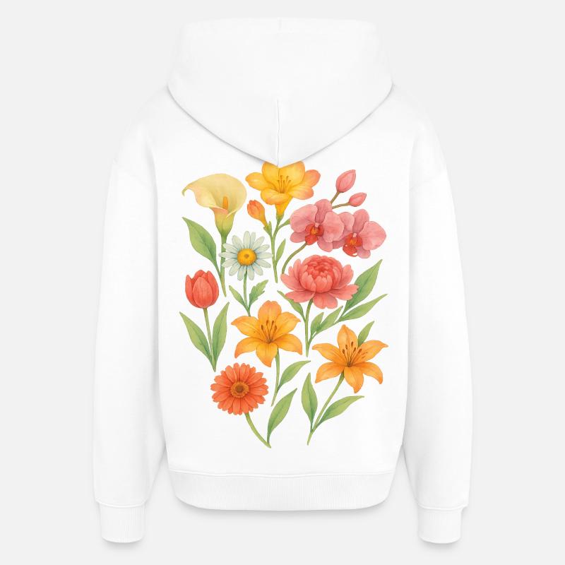 Composition florale pastel élégante - Sweat à capuche unisexe Stanley/Stella Oversized - blanc