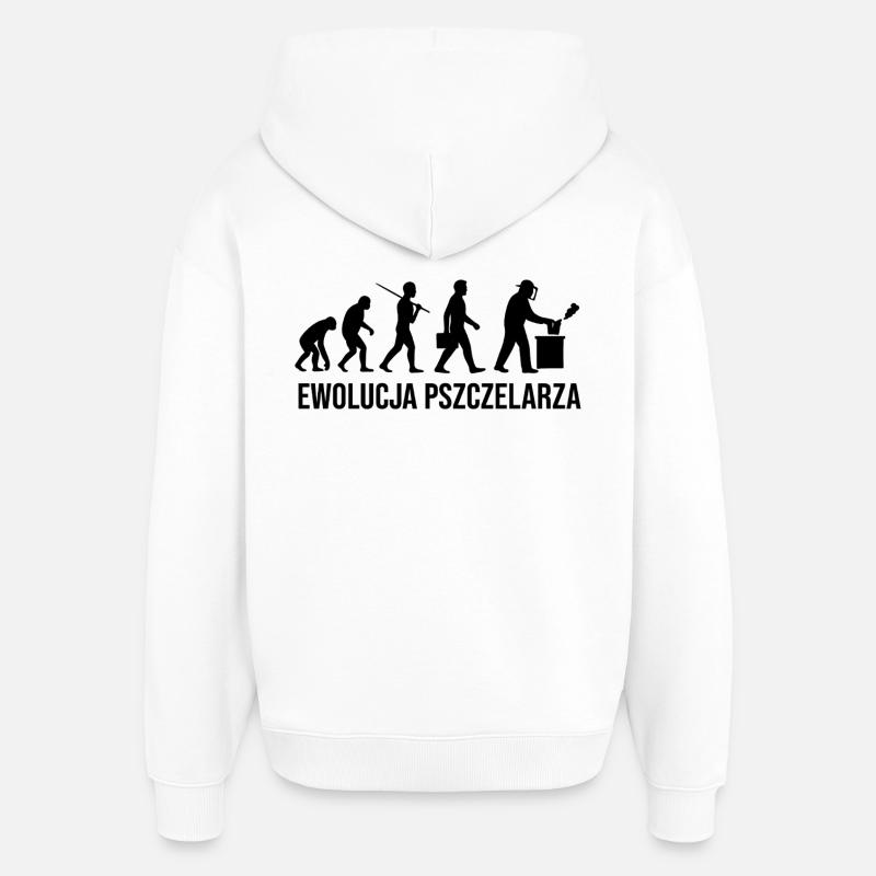 L’évolution de l’apiculteur - Sweat à capuche unisexe Stanley/Stella Oversized - blanc