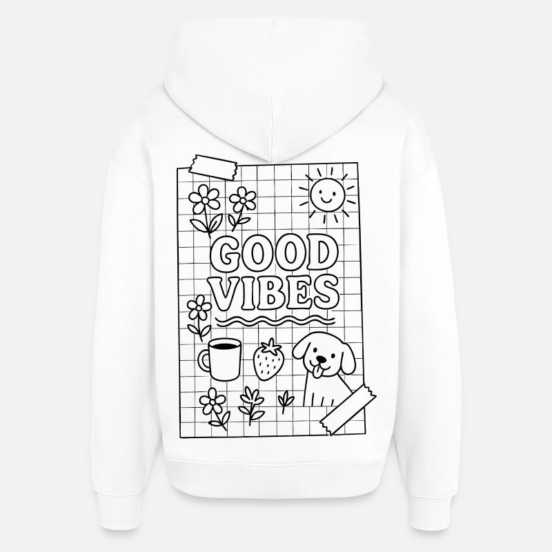 Bonnes vibrations - Sweat à capuche unisexe Stanley/Stella Oversized - blanc