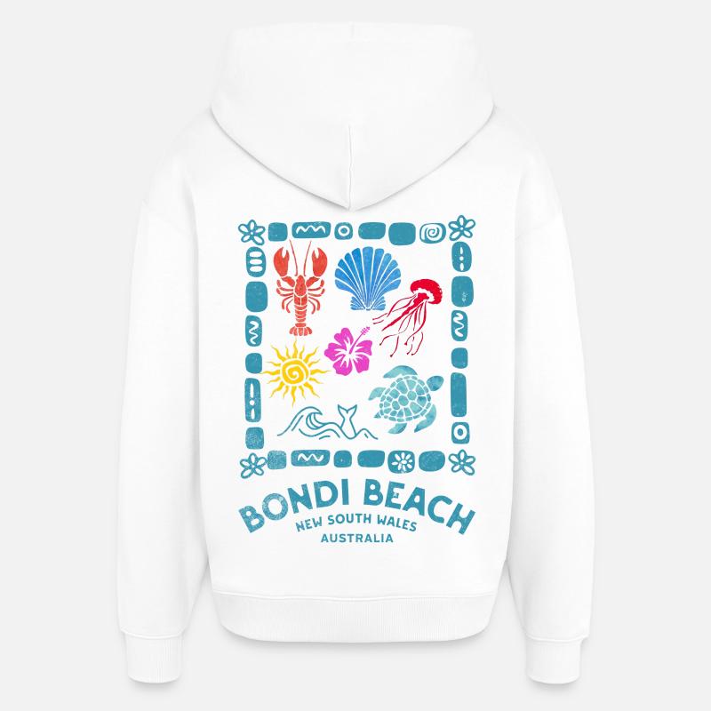 Bondi Beach Marine Souvenir - Sweat à capuche unisexe Stanley/Stella Oversized - blanc