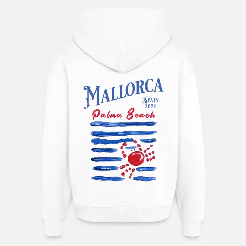 Mallorca 2022 Palma Beach Crabe - Sweat à capuche unisexe Stanley/Stella Oversized - blanc