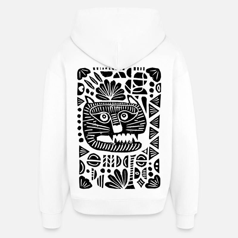 Tigre | Linogravure - Sweat à capuche unisexe Stanley/Stella Oversized - blanc