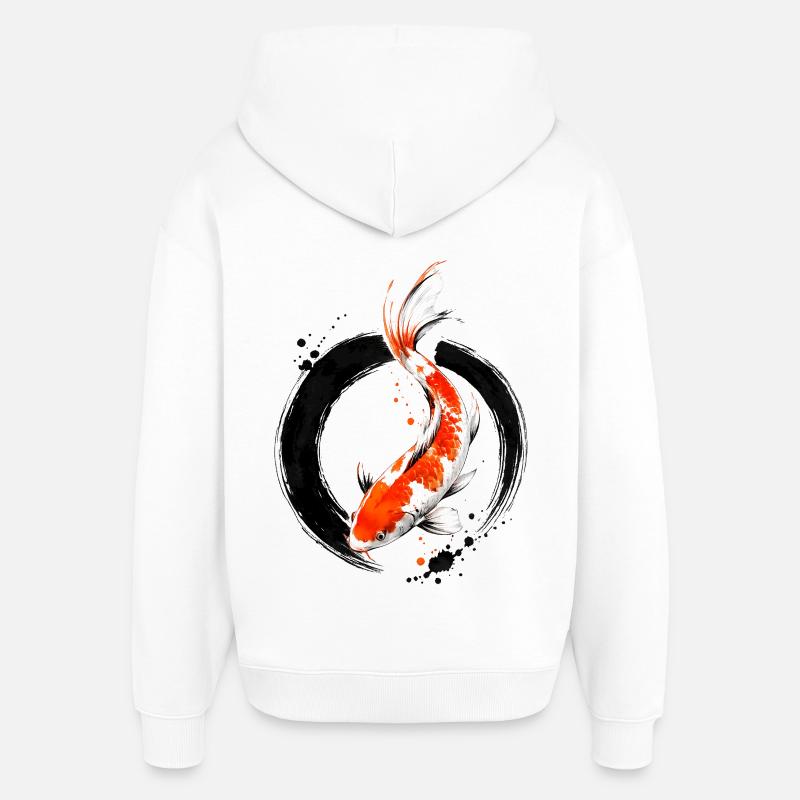 Cercle d’encre Zen Koi - Sweat à capuche unisexe Stanley/Stella Oversized - blanc
