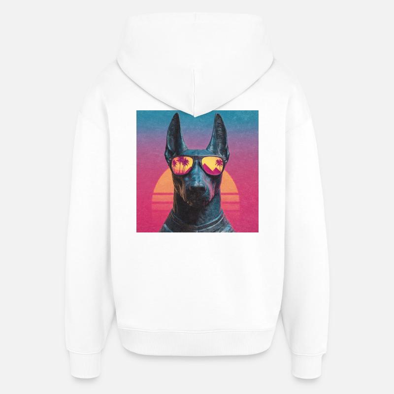 Anubis Synthwave - Dieu en vacances - Sweat à capuche unisexe Stanley/Stella Oversized - blanc