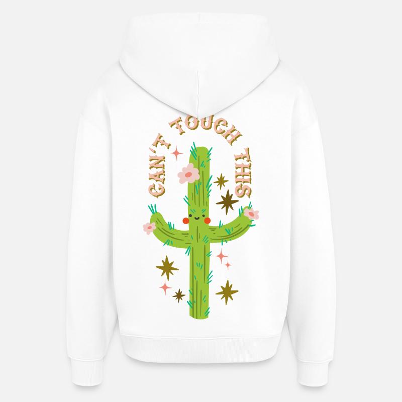Can't touch this - Prickly cactus design - Oversized Unisex Hoodie by Stanley/Stella - white