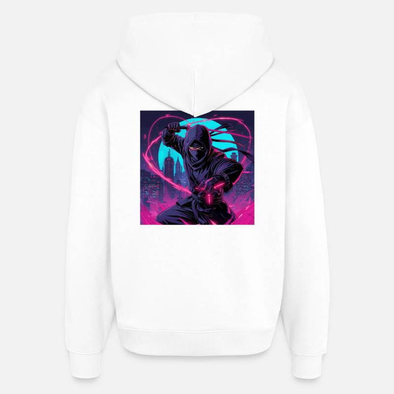 Ninja Neon : Tempête d’énergie urbaine - Sweat à capuche unisexe Stanley/Stella Oversized - blanc