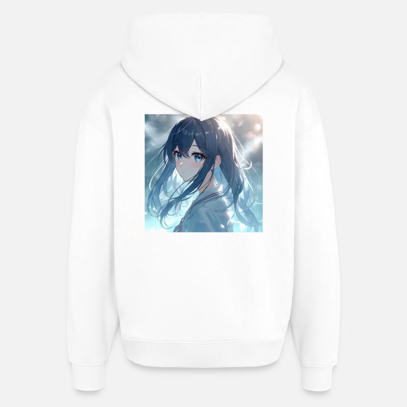 Portrait d’anime Blue Night Light - Sweat à capuche unisexe Stanley/Stella Oversized - blanc