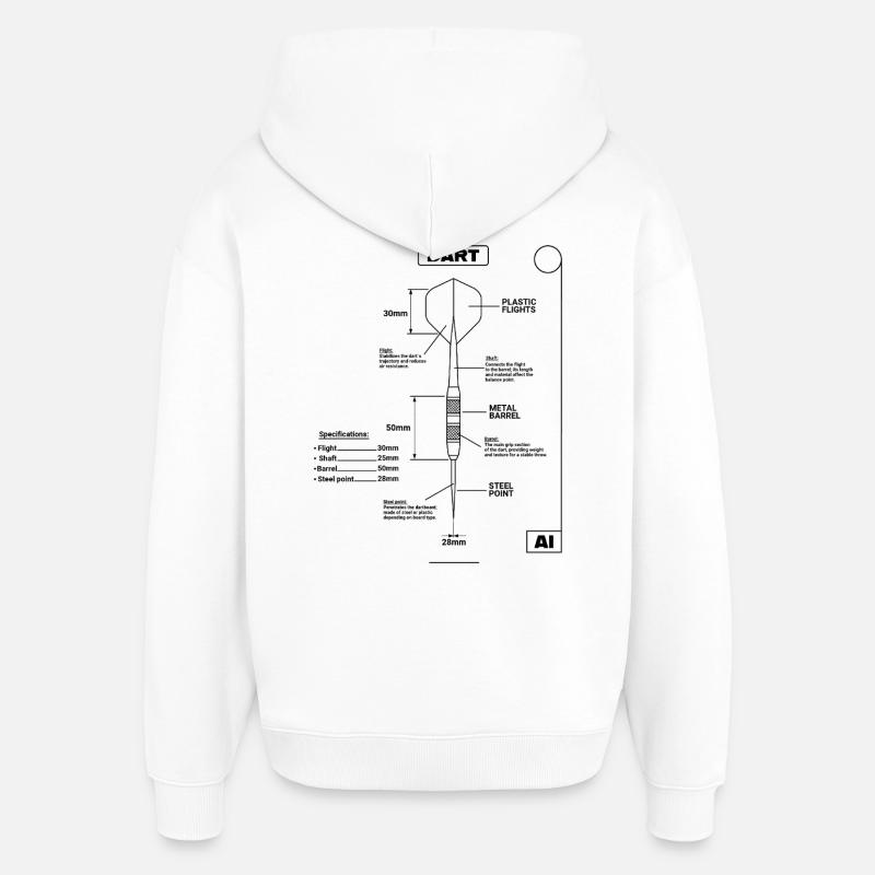 Plan de Fléchettes, Fléchettes - Sweat à capuche unisexe Stanley/Stella Oversized - blanc