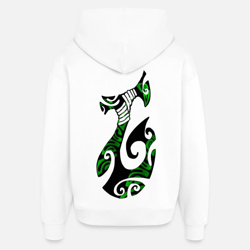 MATAU - Noir (Hameçon polynésien) - Sweat à capuche unisexe Stanley/Stella Oversized - blanc