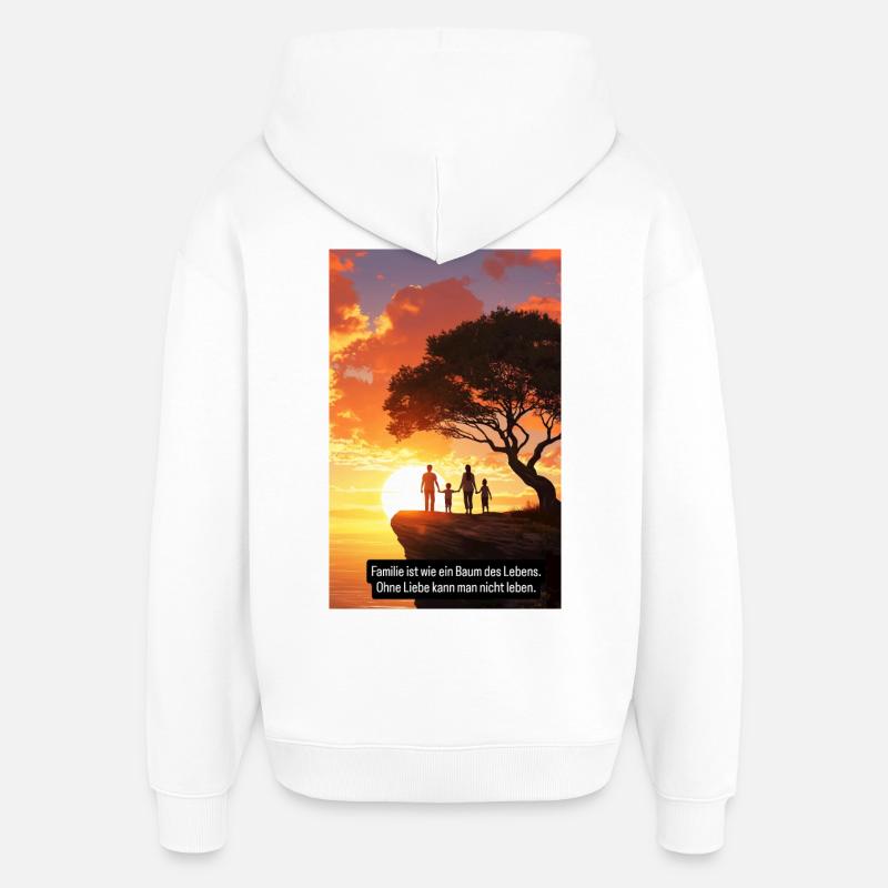 Arbre généalogique coucher de soleil Design - Sweat à capuche unisexe Stanley/Stella Oversized - blanc
