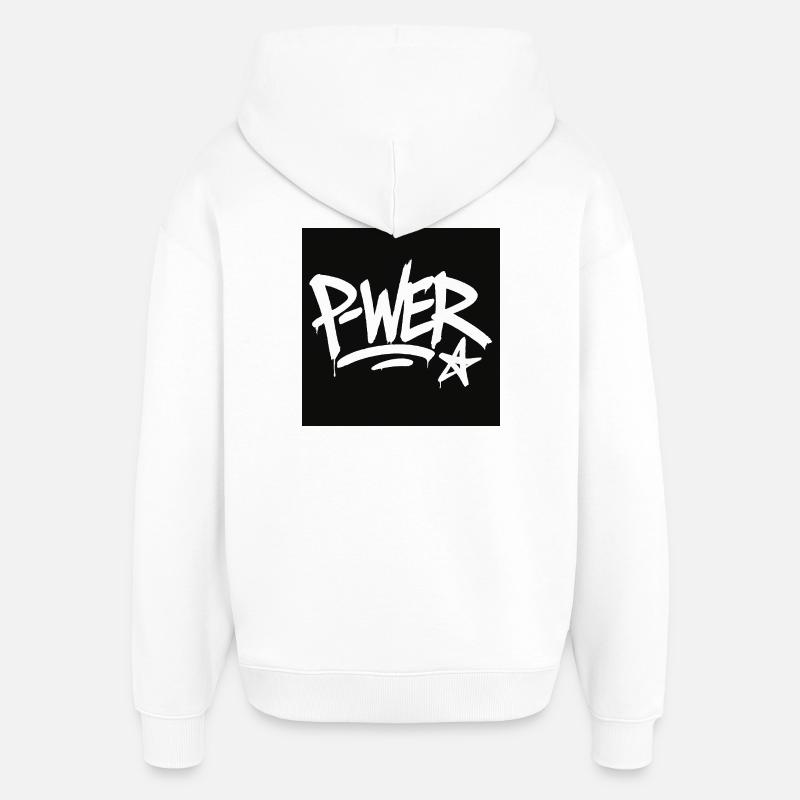 Graffiti Style Power Text Design - Sweat à capuche unisexe Stanley/Stella Oversized - blanc